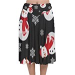 Christmas Texture, Retro Background With Snowmen Velvet Flared Midi Skirt