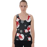 Christmas Texture, Retro Background With Snowmen Velvet Tank Top