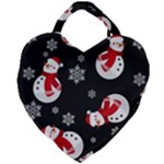 Christmas Texture, Retro Background With Snowmen Giant Heart Shaped Tote