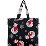 Christmas Texture, Retro Background With Snowmen Canvas Travel Bag