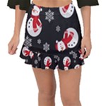 Christmas Texture, Retro Background With Snowmen Fishtail Mini Chiffon Skirt