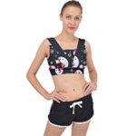 Christmas Texture, Retro Background With Snowmen V-Back Sports Bra