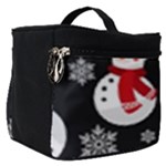 Christmas Texture, Retro Background With Snowmen Make Up Travel Bag (Small)