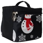 Christmas Texture, Retro Background With Snowmen Make Up Travel Bag (Big)