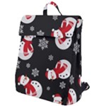 Christmas Texture, Retro Background With Snowmen Flap Top Backpack