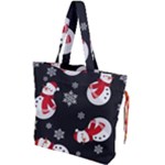 Christmas Texture, Retro Background With Snowmen Drawstring Tote Bag