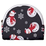 Christmas Texture, Retro Background With Snowmen Horseshoe Style Canvas Pouch