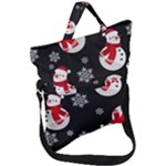 Christmas Texture, Retro Background With Snowmen Fold Over Handle Tote Bag