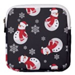 Christmas Texture, Retro Background With Snowmen Mini Square Pouch