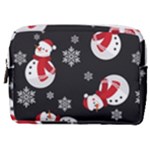 Christmas Texture, Retro Background With Snowmen Make Up Pouch (Medium)