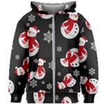 Christmas Texture, Retro Background With Snowmen Kids  Zipper Hoodie Without Drawstring