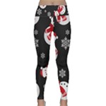 Christmas Texture, Retro Background With Snowmen Lightweight Velour Classic Yoga Leggings