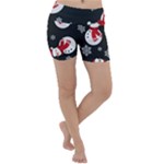 Christmas Texture, Retro Background With Snowmen Lightweight Velour Yoga Shorts