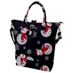 Christmas Texture, Retro Background With Snowmen Buckle Top Tote Bag