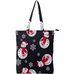 Christmas Texture, Retro Background With Snowmen Double Zip Up Tote Bag