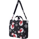 Christmas Texture, Retro Background With Snowmen Square Shoulder Tote Bag