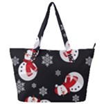 Christmas Texture, Retro Background With Snowmen Full Print Shoulder Bag