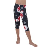 Christmas Texture, Retro Background With Snowmen Kids  Lightweight Velour Capri Leggings 