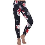 Christmas Texture, Retro Background With Snowmen Kids  Lightweight Velour Classic Yoga Leggings