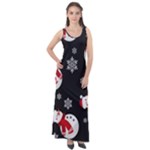 Christmas Texture, Retro Background With Snowmen Sleeveless Velour Maxi Dress