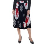 Christmas Texture, Retro Background With Snowmen Classic Velour Midi Skirt 