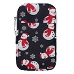 Christmas Texture, Retro Background With Snowmen Waist Pouch (Small)