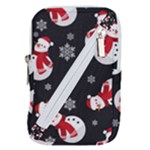 Christmas Texture, Retro Background With Snowmen Belt Pouch Bag (Small)