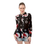 Christmas Texture, Retro Background With Snowmen Long Sleeve Chiffon Shirt