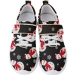 Christmas Texture, Retro Background With Snowmen Men s Velcro Strap Shoes