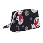 Christmas Texture, Retro Background With Snowmen Wristlet Pouch Bag (Medium)