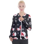 Christmas Texture, Retro Background With Snowmen Casual Zip Up Jacket