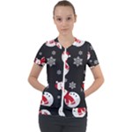 Christmas Texture, Retro Background With Snowmen Short Sleeve Zip Up Jacket