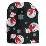 Christmas Texture, Retro Background With Snowmen Drawstring Pouch (3XL)