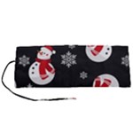 Christmas Texture, Retro Background With Snowmen Roll Up Canvas Pencil Holder (S)