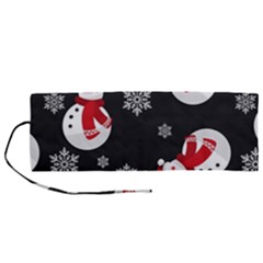 Christmas Texture, Retro Background With Snowmen Roll Up Canvas Pencil Holder (M) from ArtsNow.com