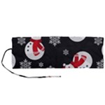 Christmas Texture, Retro Background With Snowmen Roll Up Canvas Pencil Holder (M)