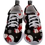 Christmas Texture, Retro Background With Snowmen Kids Athletic Shoes