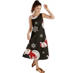 Christmas Texture, Retro Background With Snowmen Summer Maxi Dress