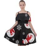 Christmas Texture, Retro Background With Snowmen Cut Out Shoulders Dress