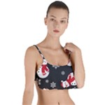 Christmas Texture, Retro Background With Snowmen Layered Top Bikini Top 