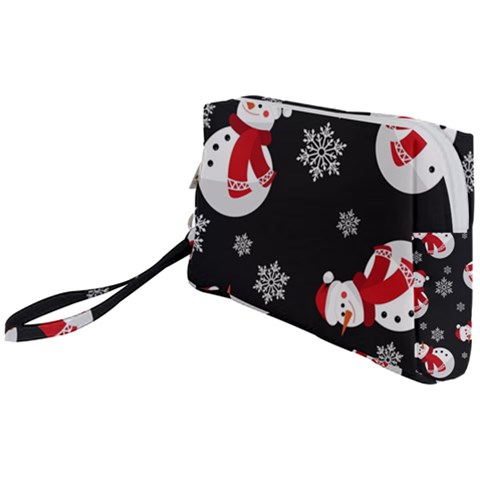 Christmas Texture, Retro Background With Snowmen Wristlet Pouch Bag (Small) from ArtsNow.com