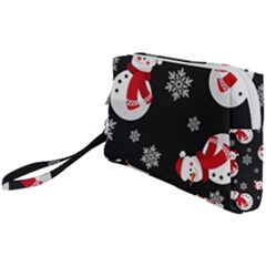 Christmas Texture, Retro Background With Snowmen Wristlet Pouch Bag (Small) from ArtsNow.com