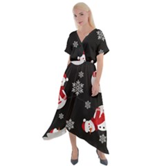 Cross Front Sharkbite Hem Maxi Dress 