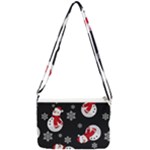 Christmas Texture, Retro Background With Snowmen Double Gusset Crossbody Bag