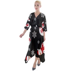 Quarter Sleeve Wrap Front Maxi Dress 