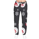 Christmas Texture, Retro Background With Snowmen Women Velvet Drawstring Pants