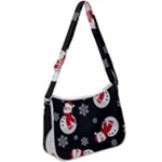 Christmas Texture, Retro Background With Snowmen Zip Up Shoulder Bag