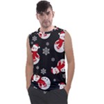 Christmas Texture, Retro Background With Snowmen Men s Regular Tank Top