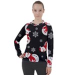 Christmas Texture, Retro Background With Snowmen Women s Pique Long Sleeve T-Shirt