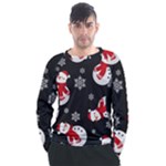 Christmas Texture, Retro Background With Snowmen Men s Long Sleeve Raglan T-Shirt